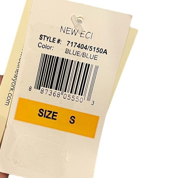 Eci New York Textured Fancy Weave Knit Blue and White Striped Dress - Picture 2 of 6